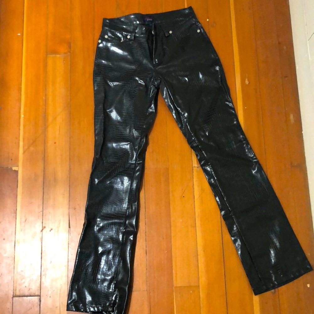 Size 1 vintage leather snake skin Tommy Jeans in black